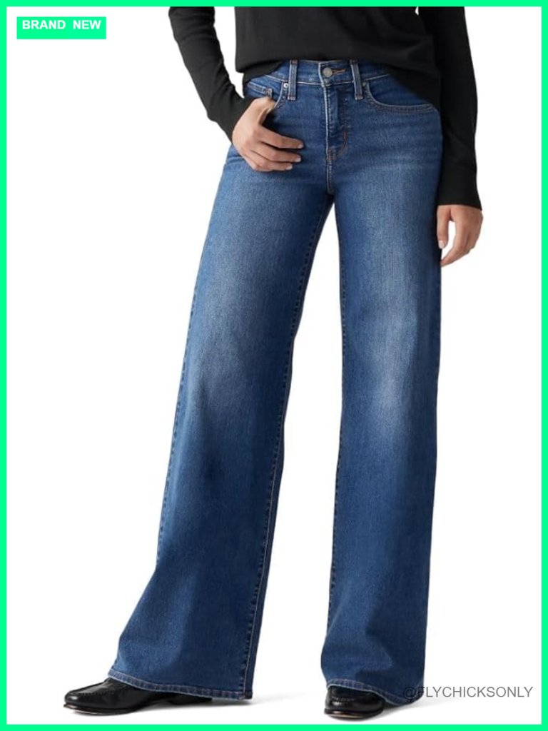 Mid Rise Wide Leg Jeans With Shaping Panel